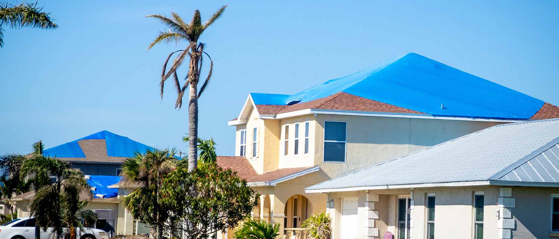 Florida House with Roof Tarp
