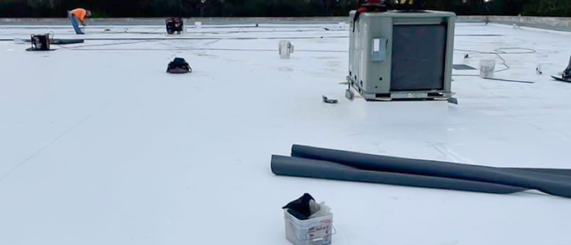 Flat Commercial Roof Membrane Install