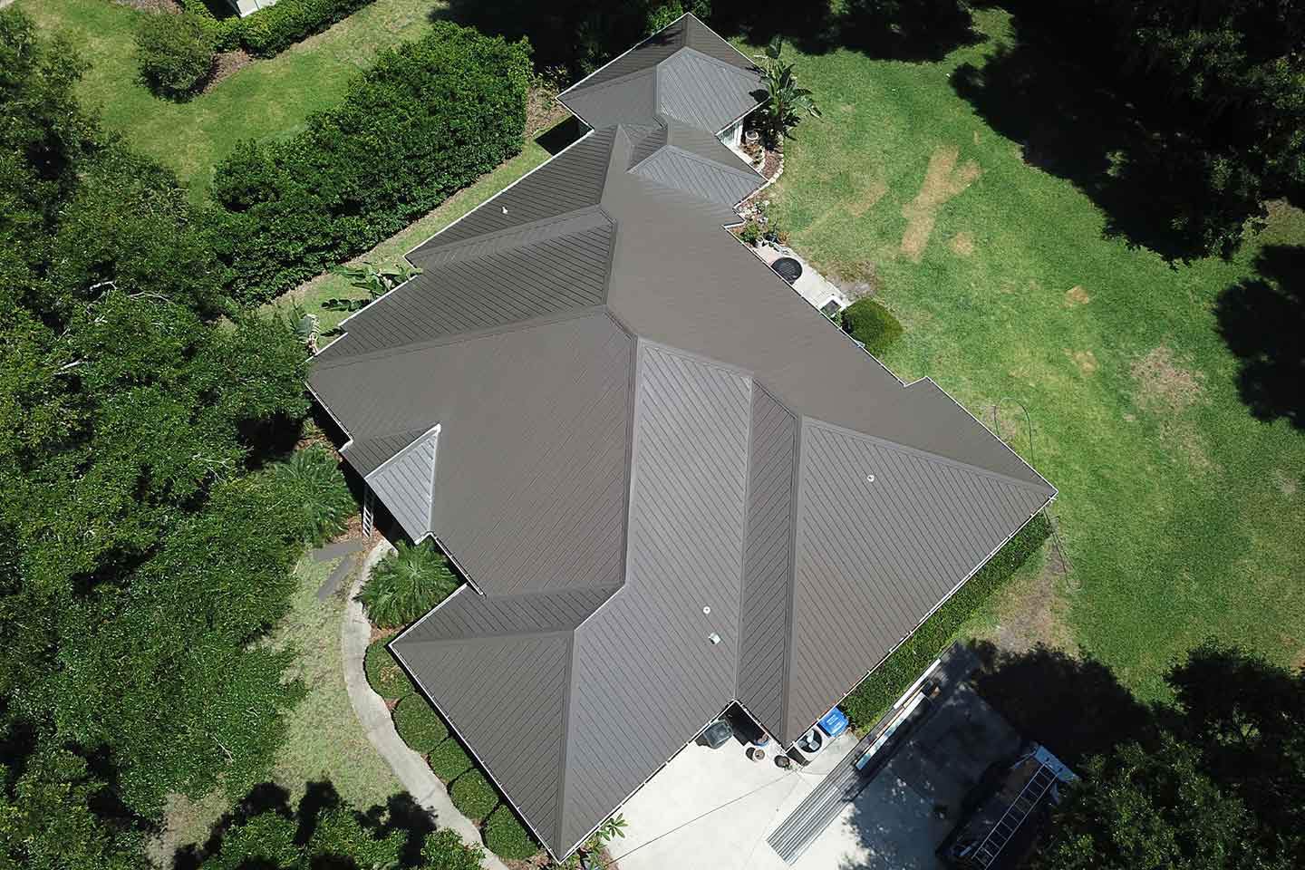 Aerial Brown Metal Roof